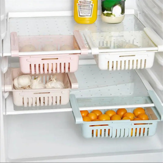 1Pc Refrigerator Storage Basket Flexible Expandable Fridge Organizer