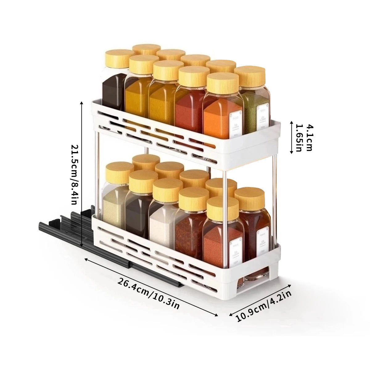 PantrySpice™ 2-Layer Pull-Out Spice Storage Rack