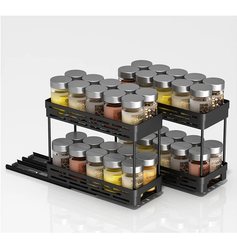 PantrySpice™ 2-Layer Pull-Out Spice Storage Rack