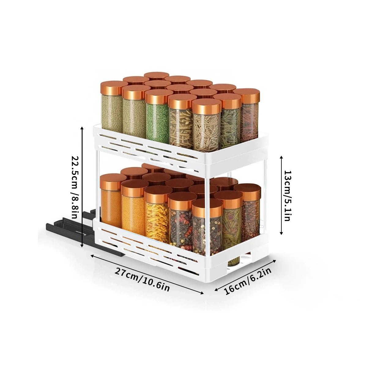 PantrySpice™ 2-Layer Pull-Out Spice Storage Rack