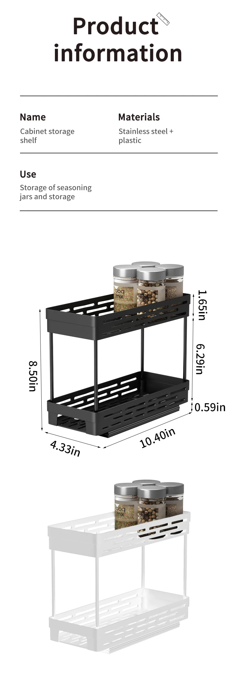 PantrySpice™ 2-Layer Pull-Out Spice Storage Rack