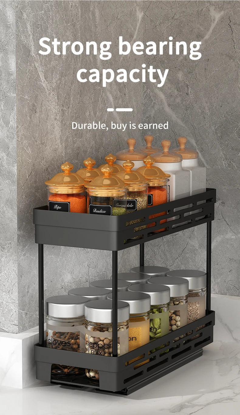 PantrySpice™ 2-Layer Pull-Out Spice Storage Rack