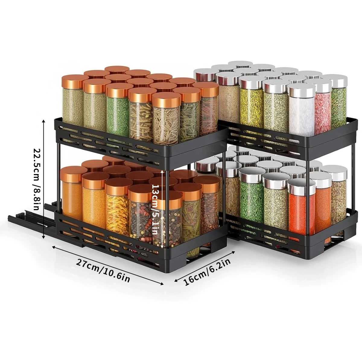 PantrySpice™ 2-Layer Pull-Out Spice Storage Rack