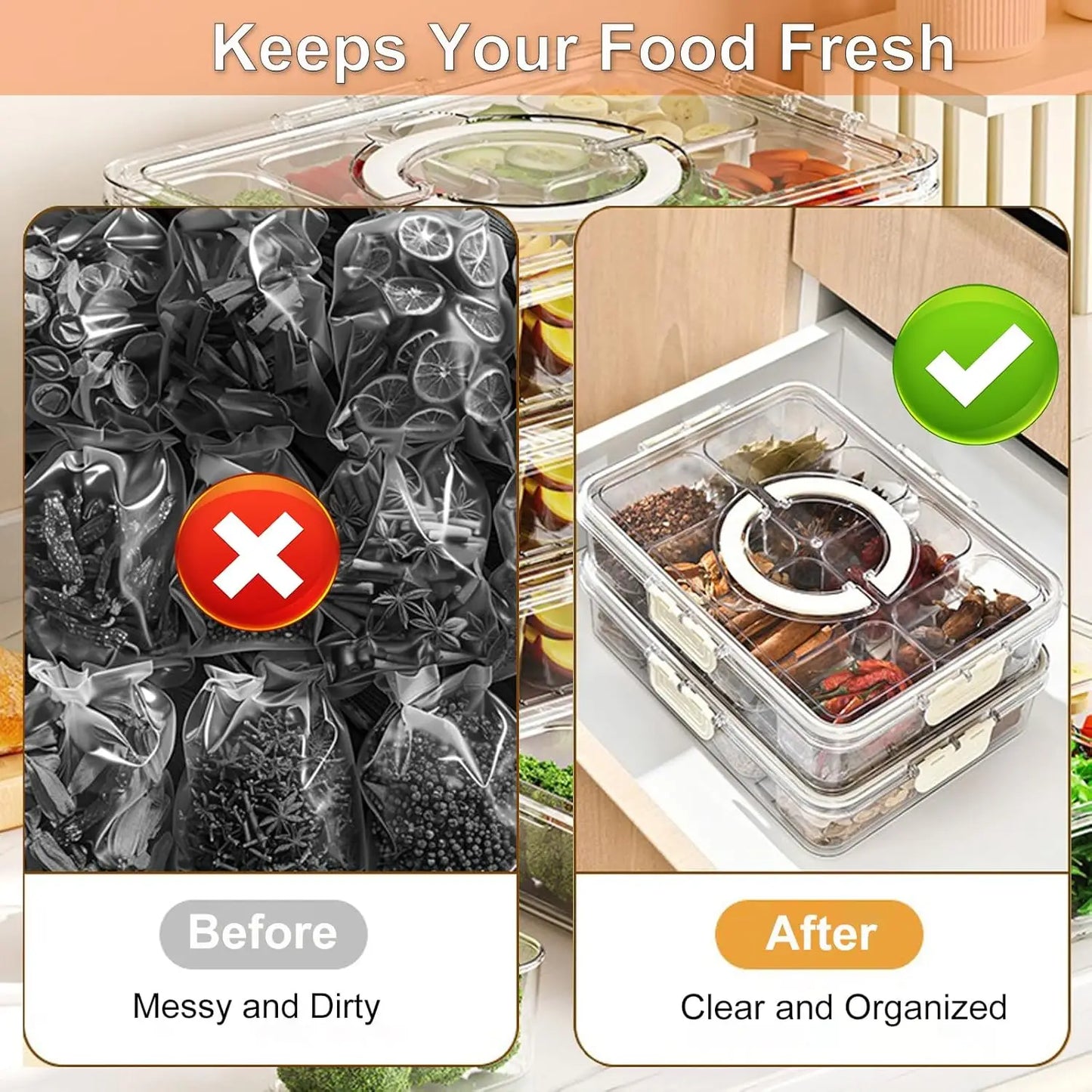 ClearBox™ Divided Fresh food Fridge Organizer with Lid