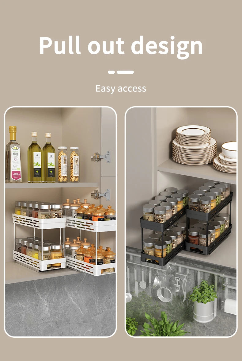 PantrySpice™ 2-Layer Pull-Out Spice Storage Rack