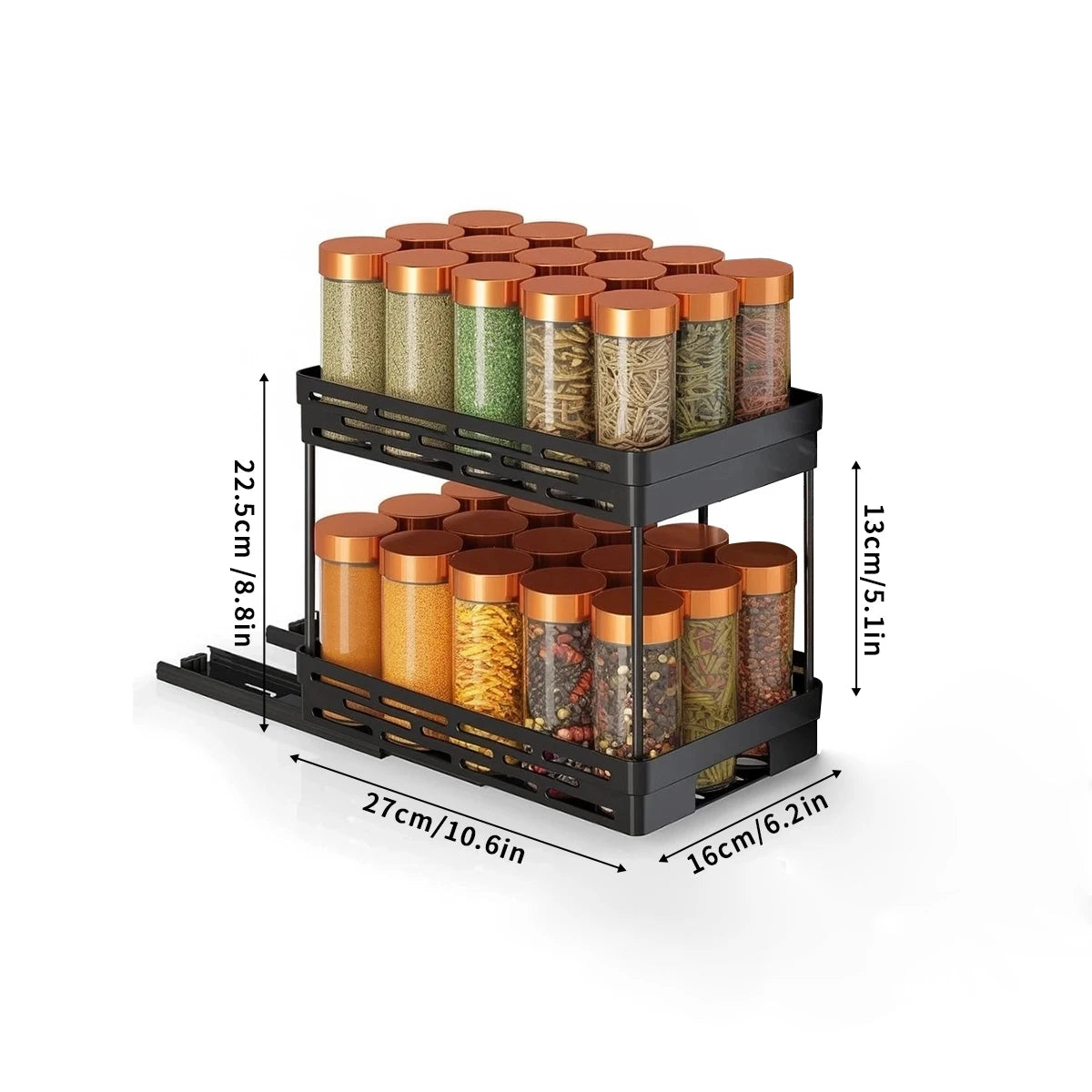 PantrySpice™ 2-Layer Pull-Out Spice Storage Rack