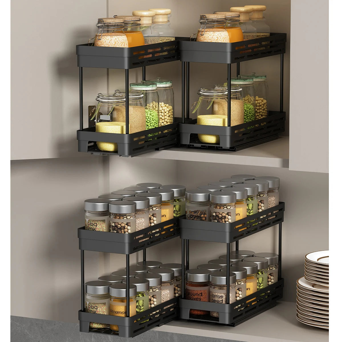 PantrySpice™ 2-Layer Pull-Out Spice Storage Rack