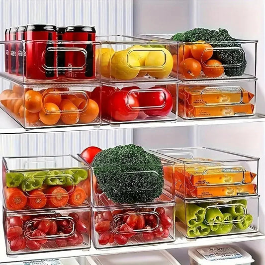 1-3PC Refrigerator Organizers Bins With Handle Plastic Pantry