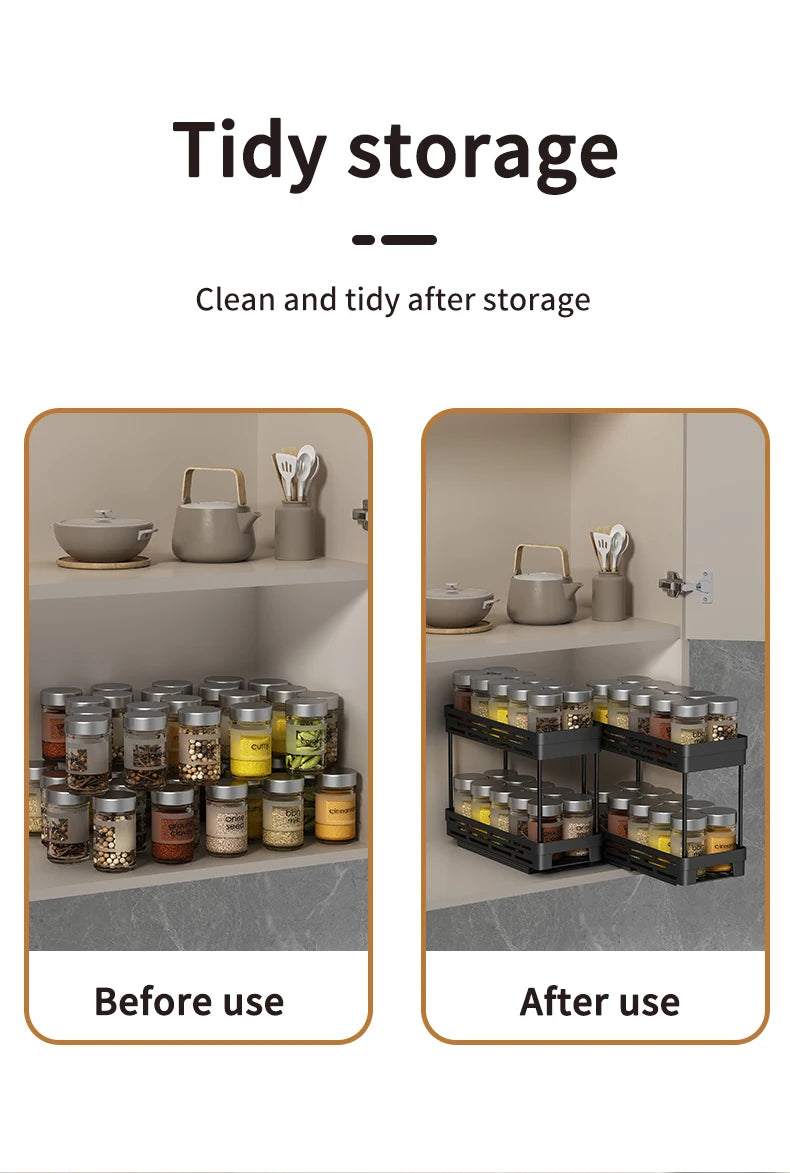 PantrySpice™ 2-Layer Pull-Out Spice Storage Rack