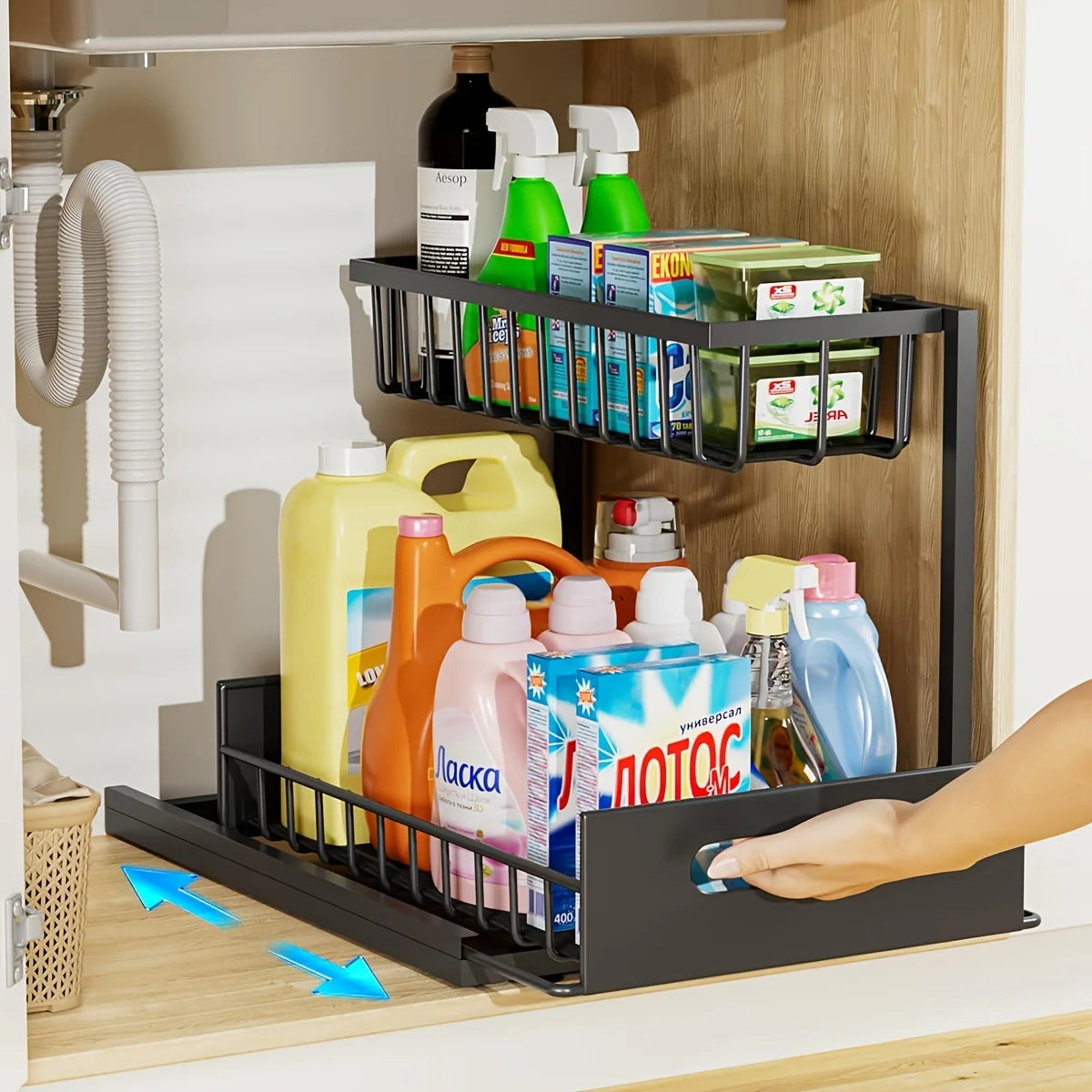 PantryUndersink™ 2-Tier Under-Sink Organizer System
