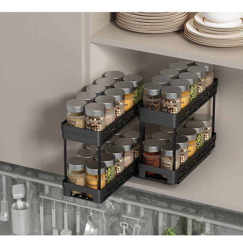 PantrySpice™ 2-Layer Pull-Out Spice Storage Rack