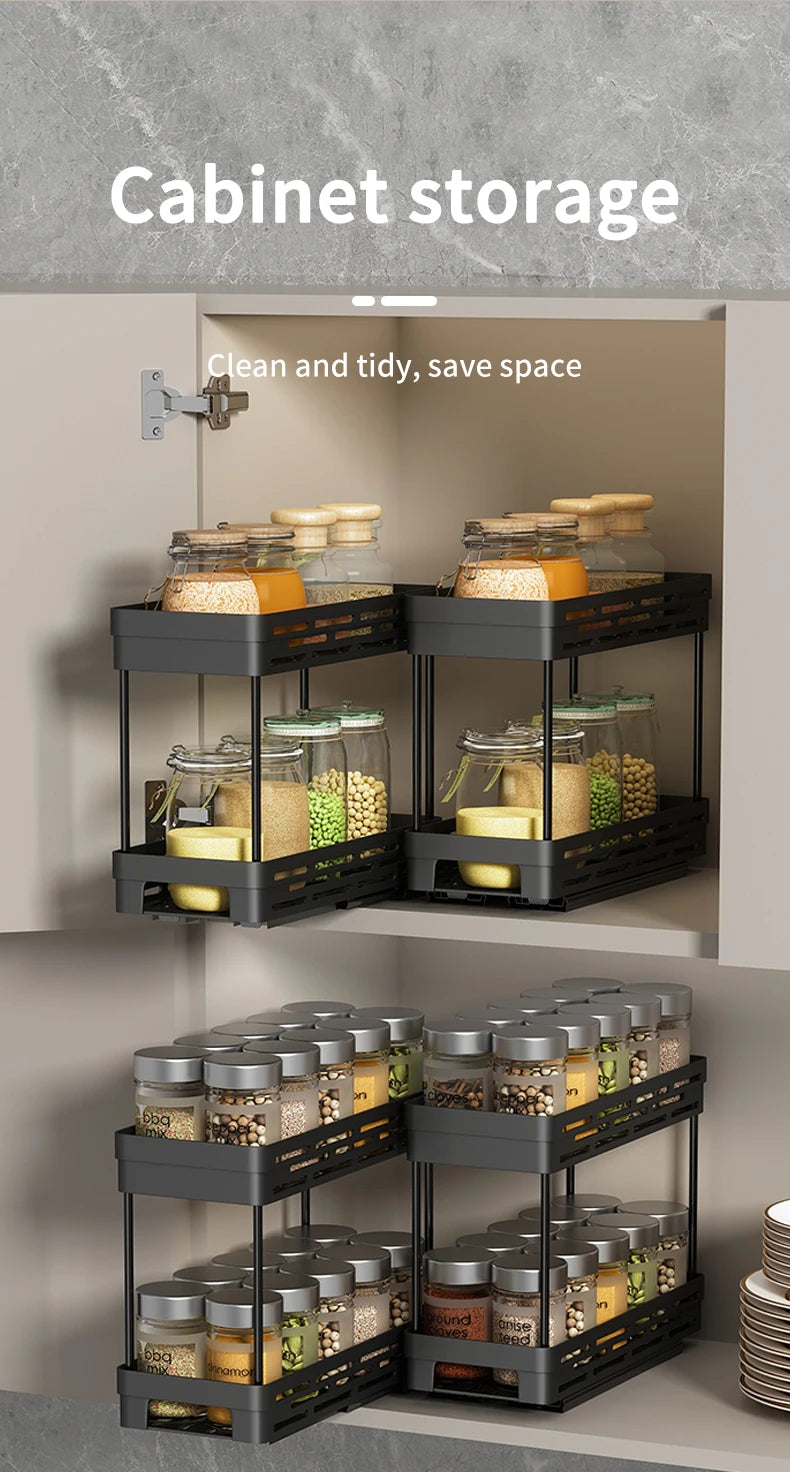 PantrySpice™ 2-Layer Pull-Out Spice Storage Rack