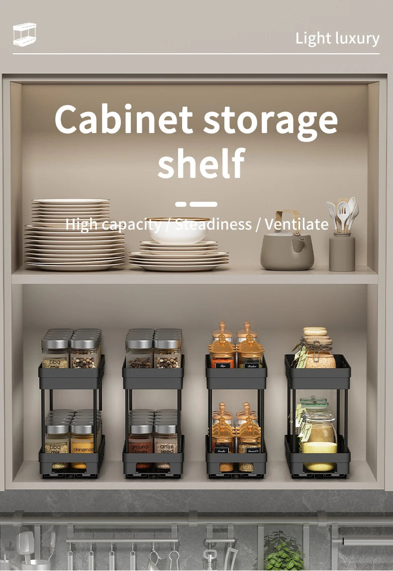 PantrySpice™ 2-Layer Pull-Out Spice Storage Rack