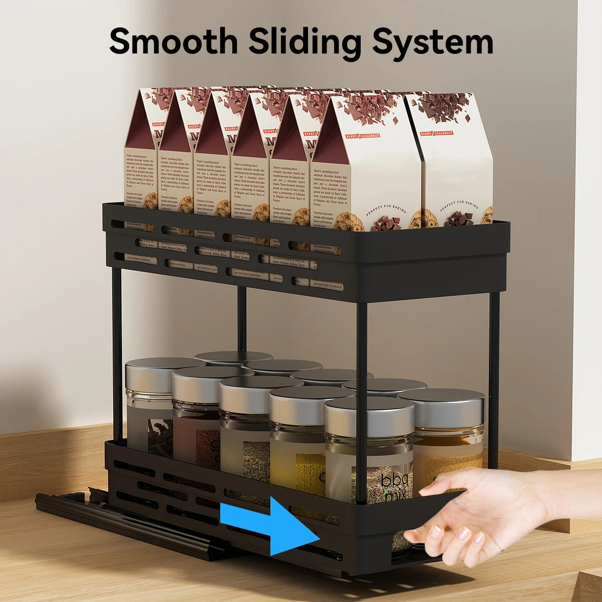 PantrySpice™ 2-Layer Pull-Out Spice Storage Rack