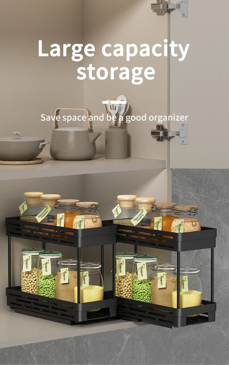 PantrySpice™ 2-Layer Pull-Out Spice Storage Rack