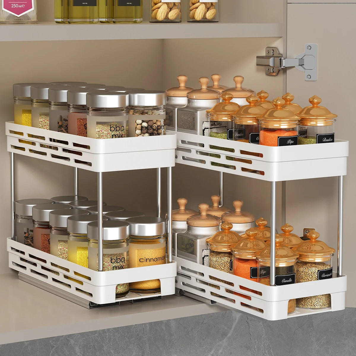 PantrySpice™ 2-Layer Pull-Out Spice Storage Rack